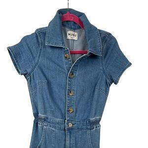 Show Me Your Mumu Denim Utility Jumpsuit Small Wide Leg Western Boho